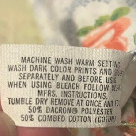 Vintage Lady Pepperell Full Sheet Cotton Polyester Floral Roses Blue Dot - Picture 5 of 7